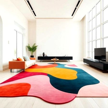 Handmade Organic Multicolor Abstract Living Rug